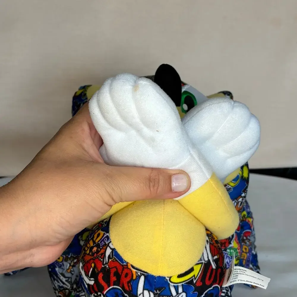 Sonic the Hedgehog Stuffed Plush Sticker Bomb Print Large Sega 18